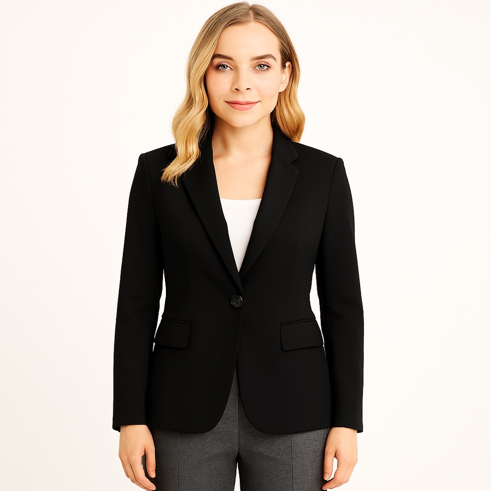 Zara black single breasted office career tailored blazer Size  10